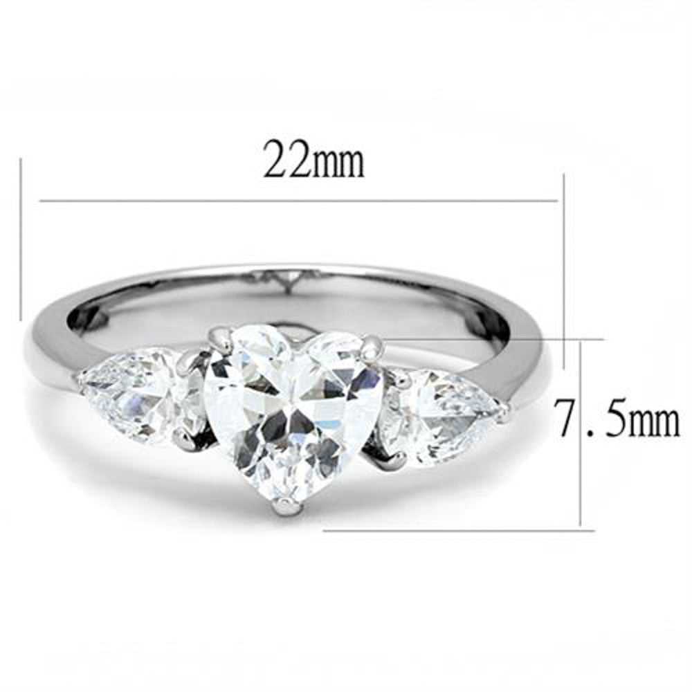 ARTK3138 1.91 Ct Heart & Pear Shape Cz Stainless Steel Engagement Ring Women's Size 5-10